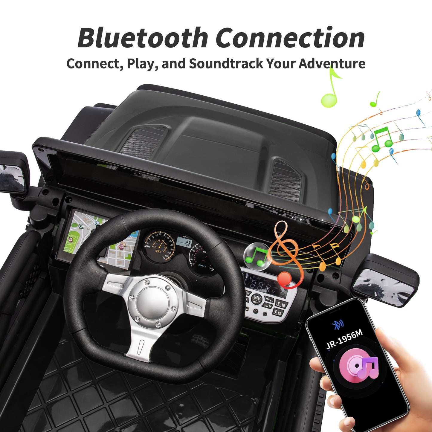 Outfunny 24V Kids Ride on Toy, Ride on Truck Electric Car for Kids with Remote Control, Bluetooth, Black