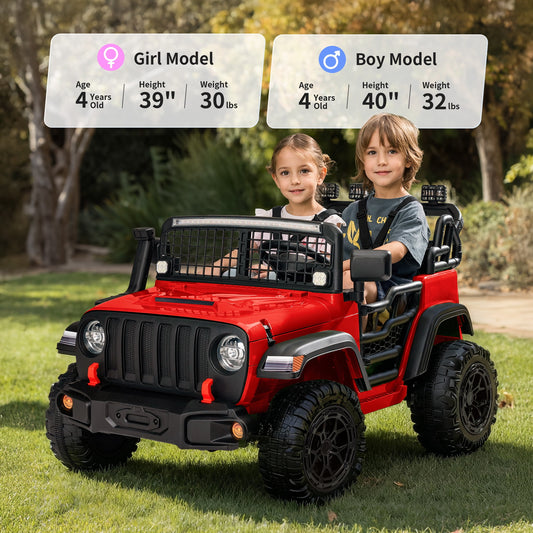 Outfunny 12V 7Ah Kids Ride on Truck, 2 Seater Electric Ride on Toys Car for Big Kids w/ Remote, Bluetooth - Red