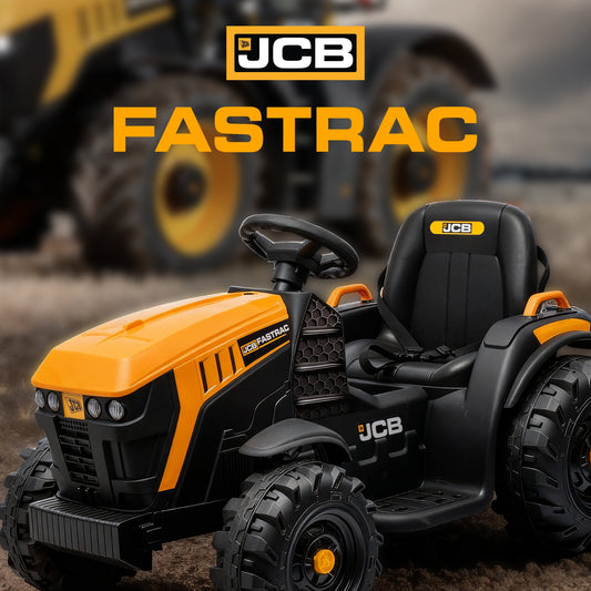 Licensed JCB Kids Ride on Tractor, 24 Volt Electric Ride on Car Toy for Big Kids Boys with Trailer & Remote - Yellow