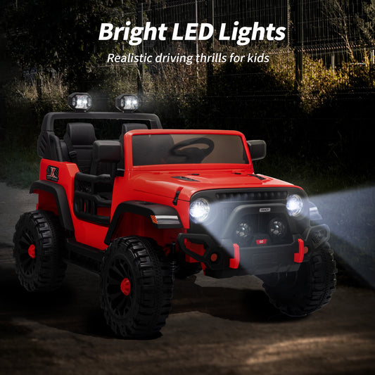 Outfunny 12V Kids Ride on Toys, 2 Seater Electric Ride on Truck Car for Big Kids with Remote, Bluetooth - Red