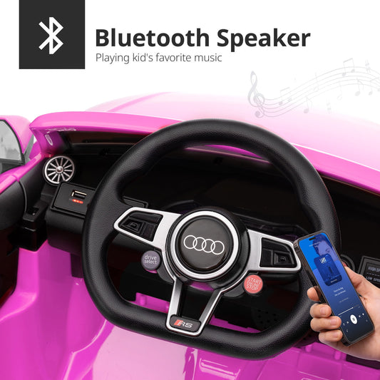 Outfunny Electric Car for Kids, Licensed Audi 6V Ride on Toy Car for Toddlers with Remote, Bluetooth - Pink