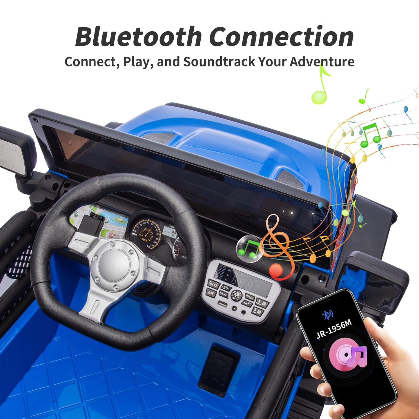 Outfunny 24V Kids Ride on Toy, Ride on Truck Electric Car for Kids with Remote Control, Bluetooth, Blue