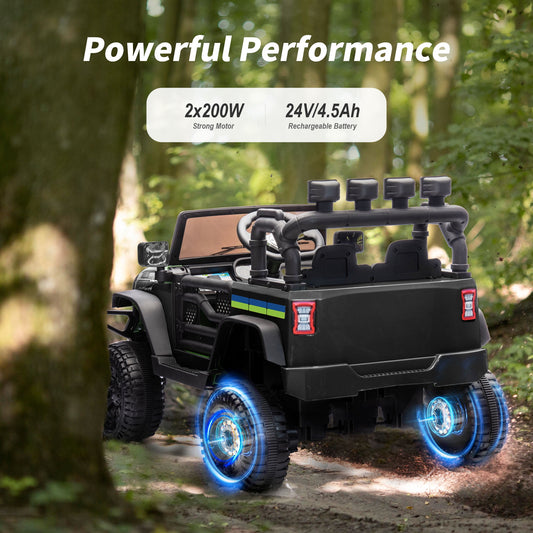 Outfunny 24V Kids Ride on Toy, Ride on Truck Electric Car for Kids with Remote Control, Bluetooth, Black
