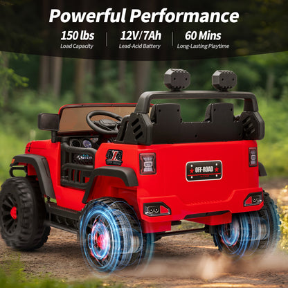 Outfunny 12V Kids Ride on Toys, 2 Seater Electric Ride on Truck Car for Big Kids with Remote, Bluetooth - Red