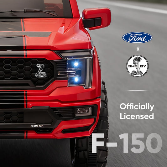 Outfunny Kids Ride on Car, Licensed Ford-Shelby F-150 24V Ride on Toy Truck for Toddlers with Remote, Trunk, 400W Motor - Red