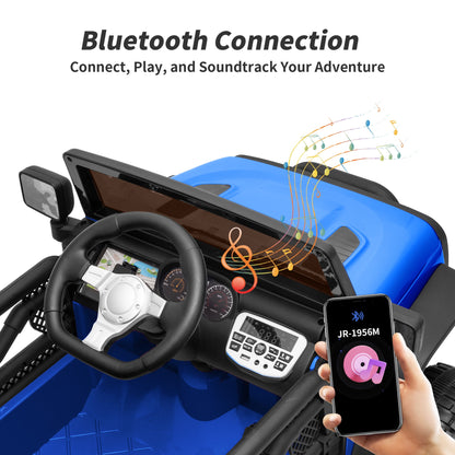 Outfunny 24 Volt Ride on Cars for Kids, Battery Operated Ride on Toy Truck w/ Remote, Bluetooth, 400W Power - Blue