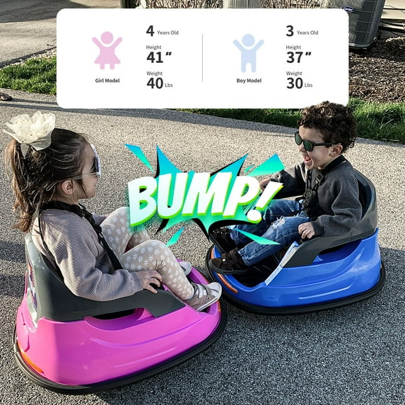 Outfunny 6V Bumper Car for Kids, Ride on Toys Bumper Car for Toddlers with Remote & Music - Pink