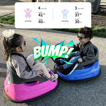Outfunny 6V Bumper Car for Kids, Ride on Toys Bumper Car for Toddlers with Remote & Music - Pink