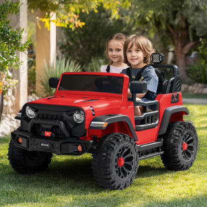Outfunny 12V 7Ah Ride on Toy for Big Kids, 2 Seater Electric Ride on Car Truck w/ Remote, Bluetooth - Red
