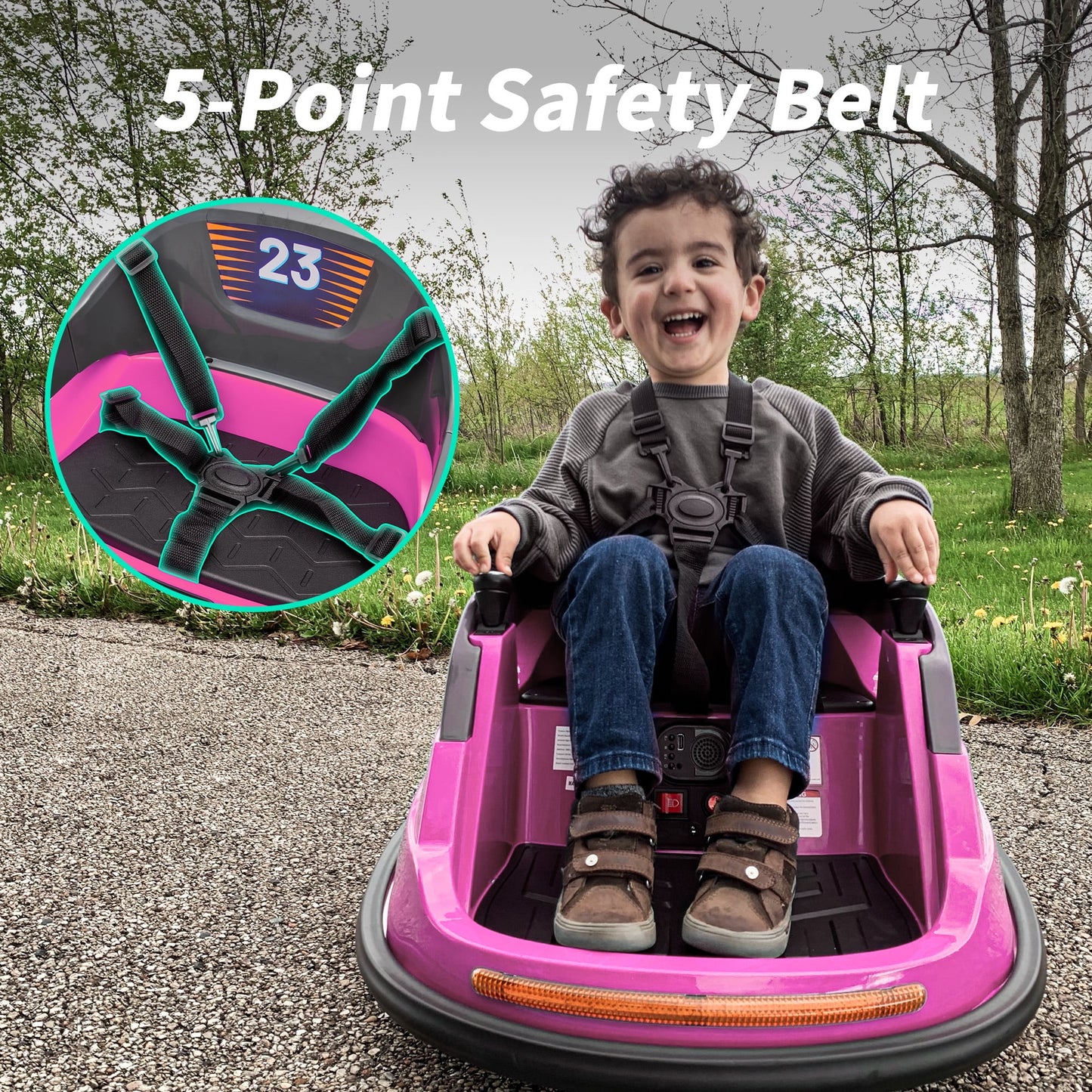 Outfunny 12V Bumper Car for Kids, Ride on Toys Bumper Car for Toddlers with Remote & Music - Pink