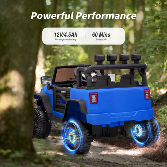 Outfunny 12 Volt Kids Ride on Truck, Battery Operated Electric Ride on Toy Car for Kids w/ Remote, Bluetooth - Blue