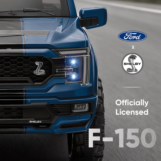 Outfunny Kids Ride on Car, Licensed Ford-Shelby F-150 12V Ride on Toy Truck for Toddlers with Remote, Trunk - Blue
