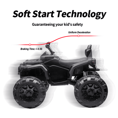 Outfunny 24V Kids 4 Wheeler, Electric ATV Quad Ride-on Toy for Big Kids Ages 3 and up, Black