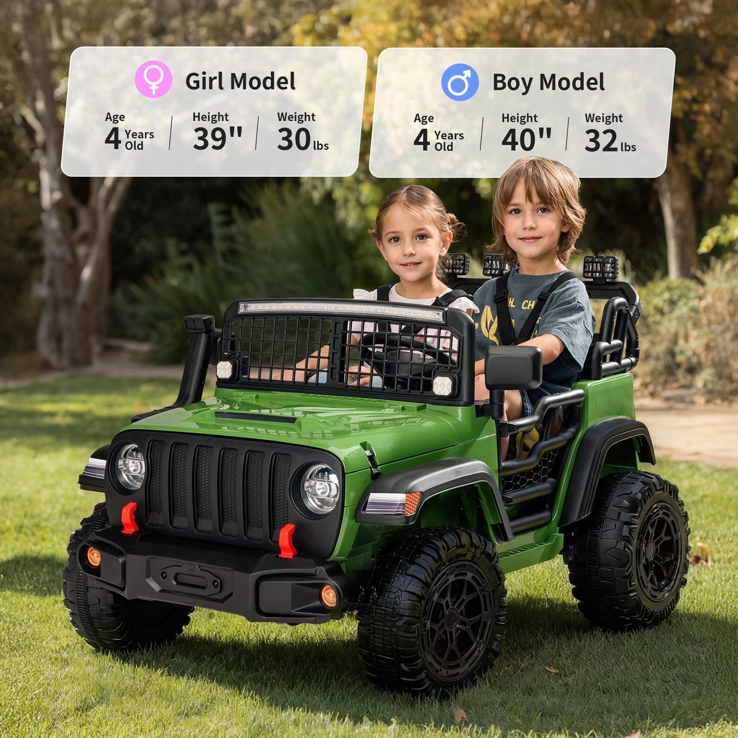 Outfunny 12V 7Ah Kids Ride on Truck, 2 Seater Electric Ride on Toys Car for Big Kids w/ Remote, Bluetooth - Green