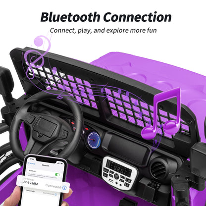 Outfunny 12V 7Ah Kids Ride on Truck, 2 Seater Electric Ride on Toys Car for Big Kids w/ Remote, Bluetooth - Purple