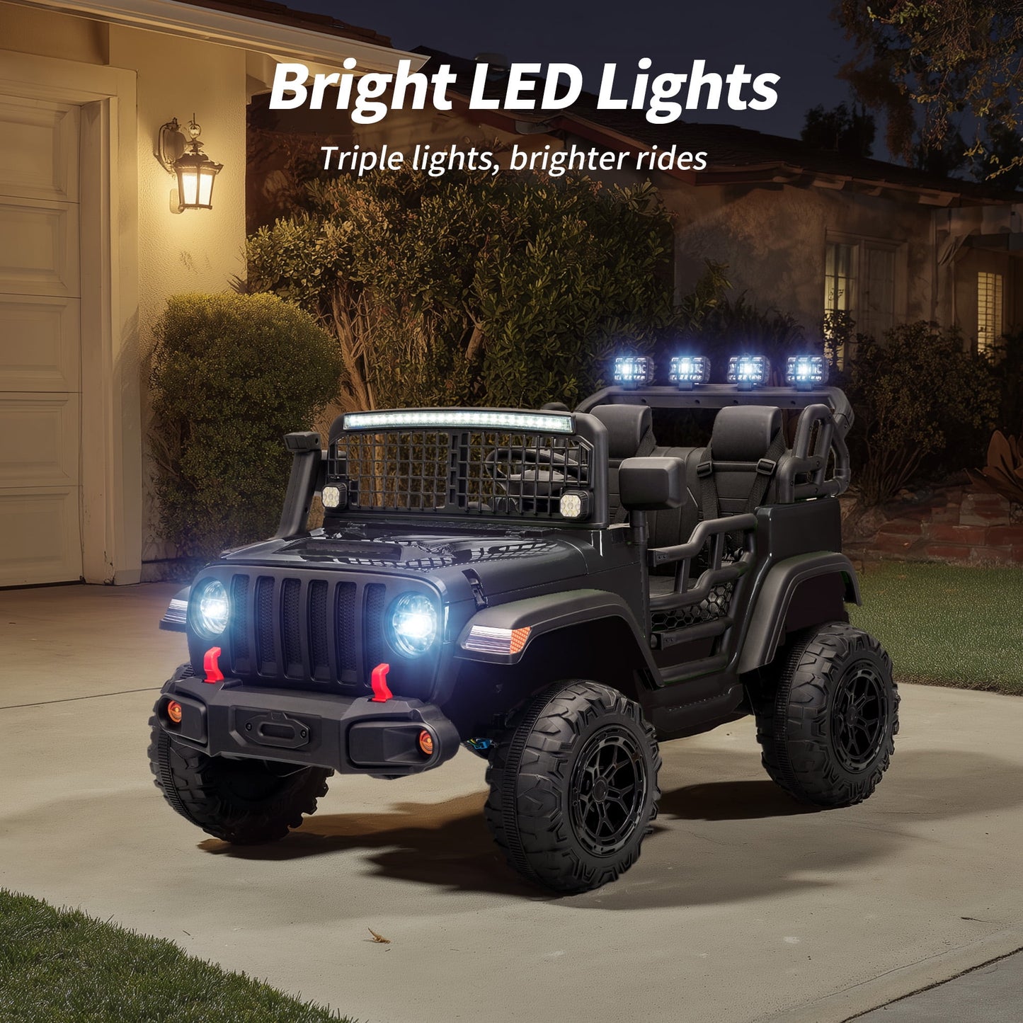 Outfunny 12V 7Ah Kids Ride on Truck, 2 Seater Electric Ride on Toys Car for Big Kids w/ Remote, Bluetooth - Black