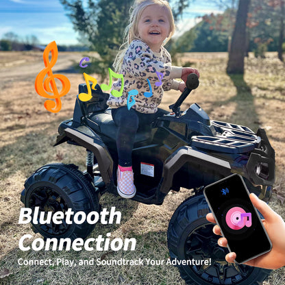 Outfunny 24V Kids 4 Wheeler, Electric ATV Quad Ride-on Toy for Big Kids Ages 3 and up, Black