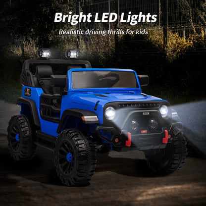 Outfunny 12V Kids Ride on Toys, 2 Seater Electric Ride on Truck Car for Big Kids with Remote, Bluetooth - Blue