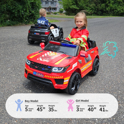 Outfunny Electric Police Car for Kids, 24 Volt Kids Ride on Toys w/ 400W Motors, Megaphone, Remote, Bluetooth - Red