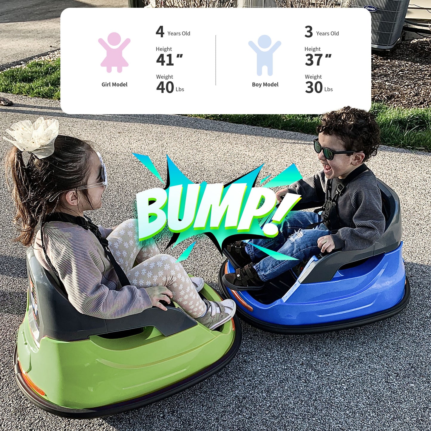 Outfunny 6V Bumper Car for Kids, Ride on Toys Bumper Car for Toddlers with Remote & Music - Green