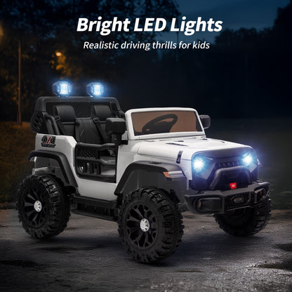 Outfunny 24V Electric Ride on Car for Big Kids, 4WD 2 Seater Ride on Toy Truck w/Remote, Bluetooth, 4x200W Motors - White