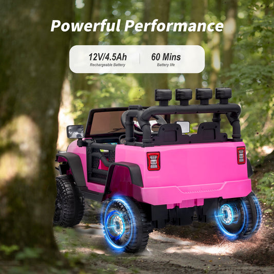 Outfunny 12 Volt Kids Ride on Truck, Battery Operated Electric Ride on Toy Car for Kids w/ Remote, Bluetooth - Pink