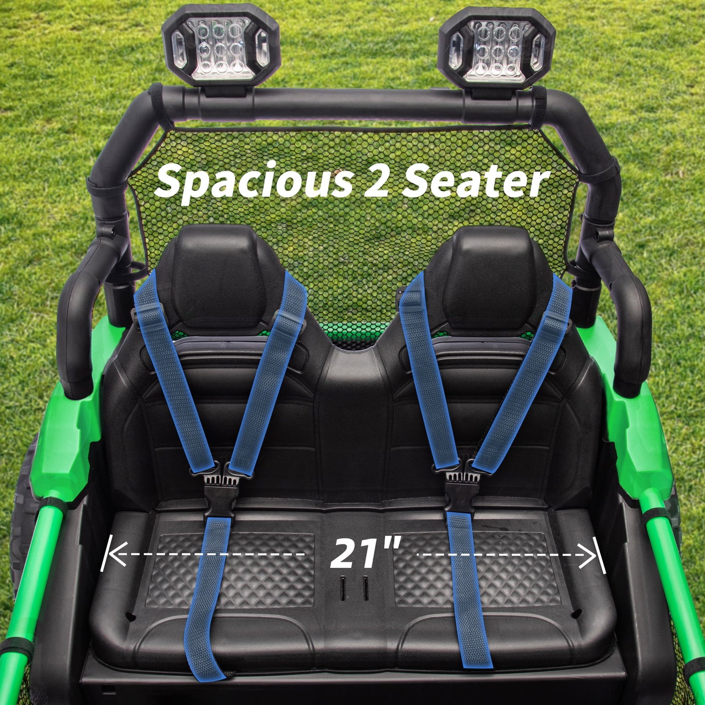 Outfunny 24V 10Ah Kids Ride on Toy, 4WD 2-Seater Electric Ride on Car UTV for Big Kids w/ Remote, Bluetooth - Green