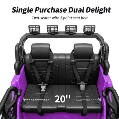 Outfunny 12V 7Ah Kids Ride on Truck, 2 Seater Electric Ride on Toys Car for Big Kids w/ Remote, Bluetooth - Purple