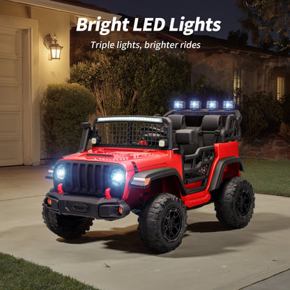 Outfunny 12V 7Ah Kids Ride on Truck, 2 Seater Electric Ride on Toys Car for Big Kids w/ Remote, Bluetooth - Red