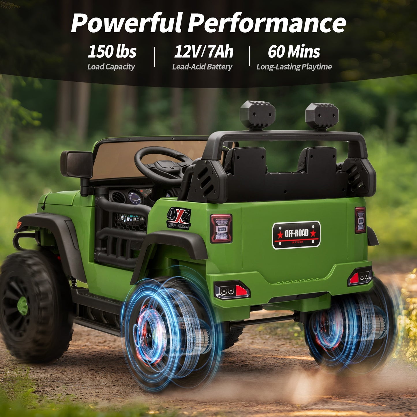 Outfunny 12V Kids Ride on Toys, 2 Seater Electric Ride on Truck Car for Big Kids with Remote, Bluetooth - Army Green