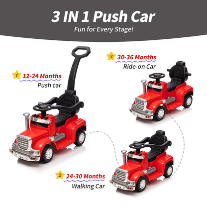 Outfunny Toddler Ride on Toys, 3 in 1 Push Car for Toddlers Aged 1-3 with Handle, Red