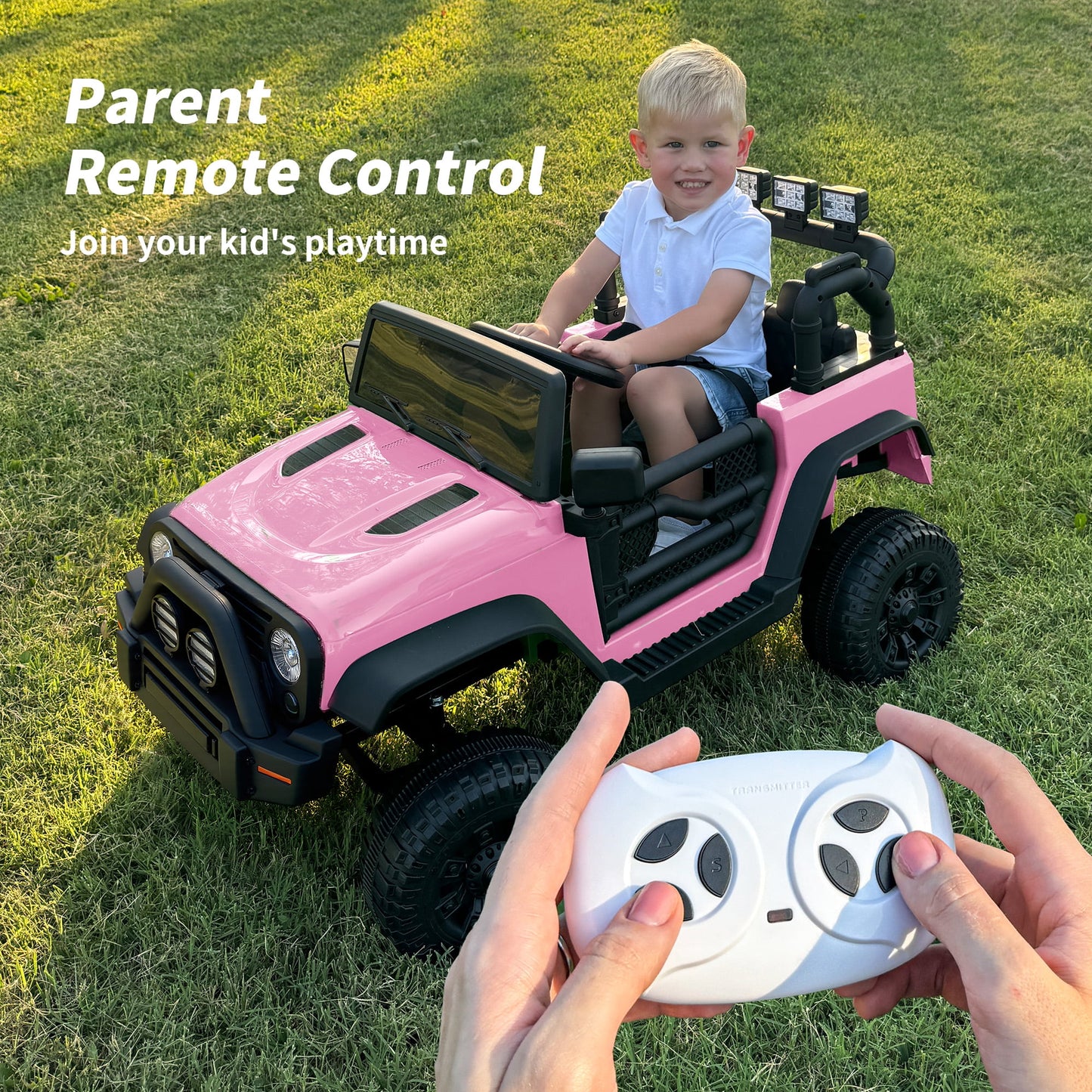 Outfunny 24 Volt Ride on Cars for Kids, Battery Operated Ride on Toy Truck w/ Remote, Bluetooth, 400W Power - Light Pink