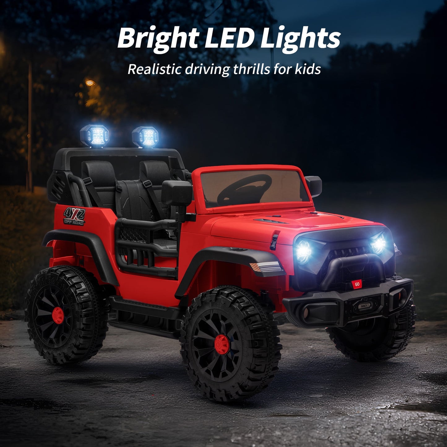 Outfunny 12V 7Ah Ride on Toy for Big Kids, 2 Seater Electric Ride on Car Truck w/ Remote, Bluetooth - Red