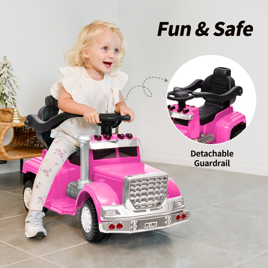 Outfunny Toddler Ride on Toys, 3 in 1 Push Car for Toddlers Aged 1-3 with Handle, Hot Pink