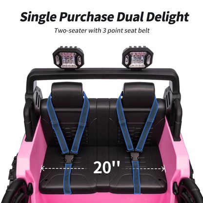 Outfunny 12V Kids Ride on Toys, 2 Seater Electric Ride on Truck Car for Big Kids with Remote, Bluetooth - Light Pink