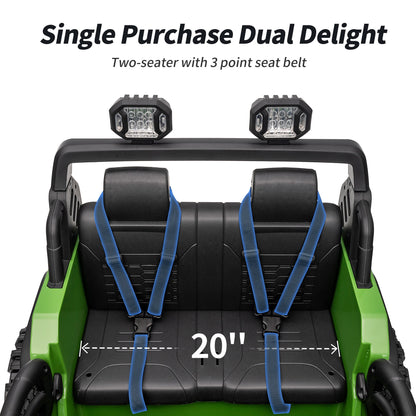 Outfunny 12V Kids Ride on Toys, 2 Seater Electric Ride on Truck Car for Big Kids with Remote, Bluetooth - Army Green