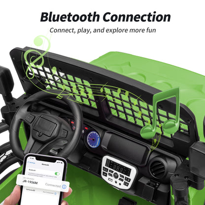 Outfunny 12V 7Ah Kids Ride on Truck, 2 Seater Electric Ride on Toys Car for Big Kids w/ Remote, Bluetooth - Green