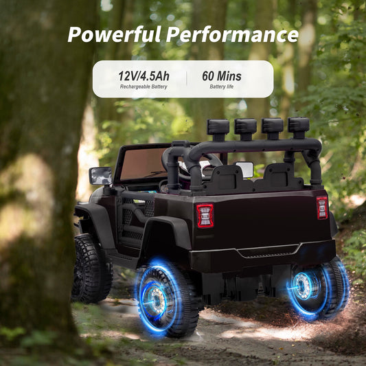 Outfunny 12 Volt Kids Ride on Truck, Battery Operated Electric Ride on Toy Car for Kids w/ Remote, Bluetooth - Black