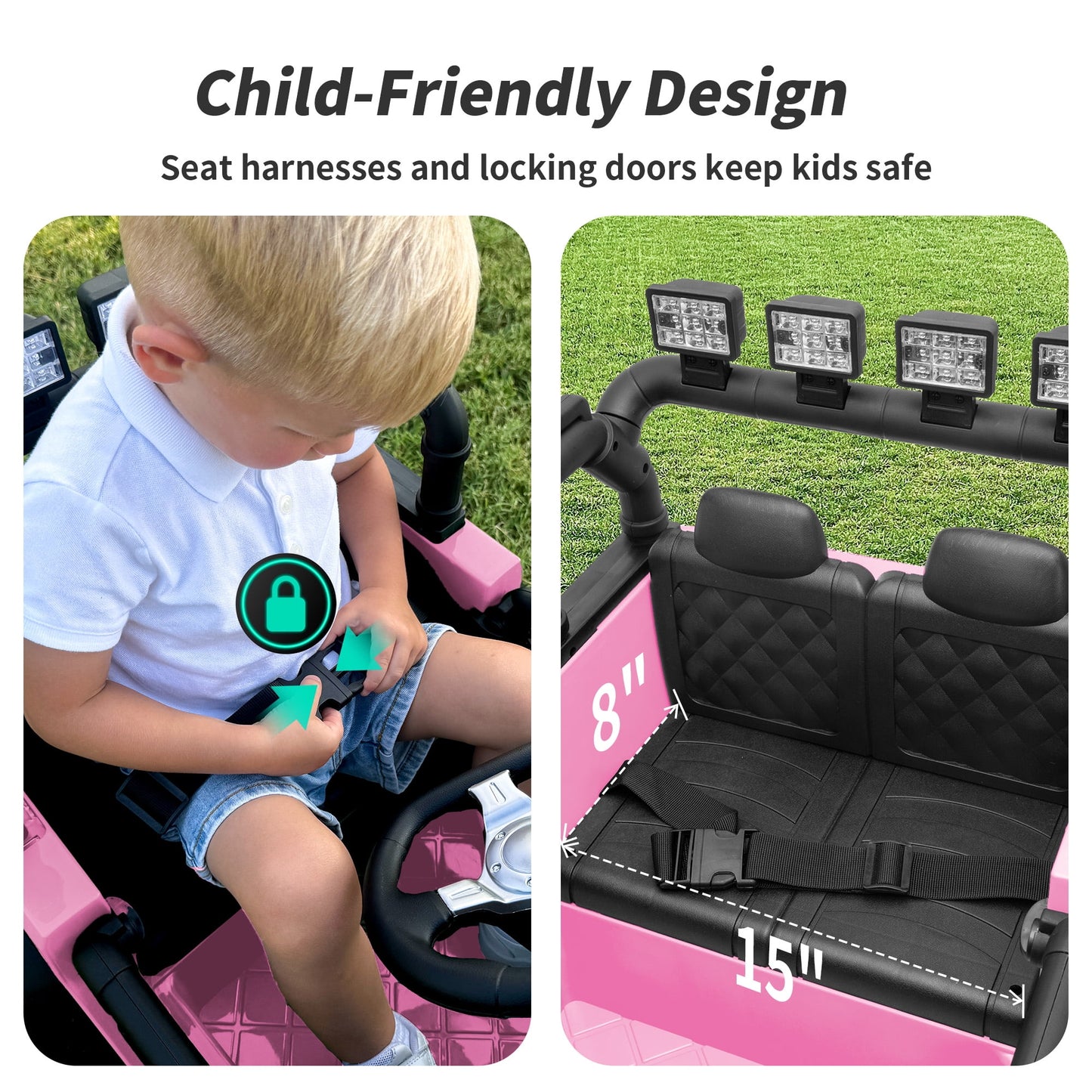 Outfunny 24 Volt Ride on Cars for Kids, Battery Operated Ride on Toy Truck w/ Remote, Bluetooth, 400W Power - Light Pink