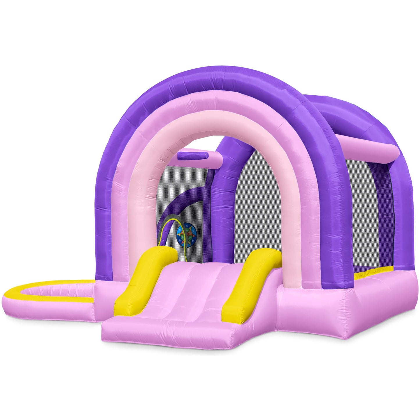 Outfunny Bounce House with Slide, Inflatable Bouncy House for Kids 3-12 w/Ball Pit, Outdoor & Indoor, Bounce Area 8'x8', Capacity 400 lb - Purple