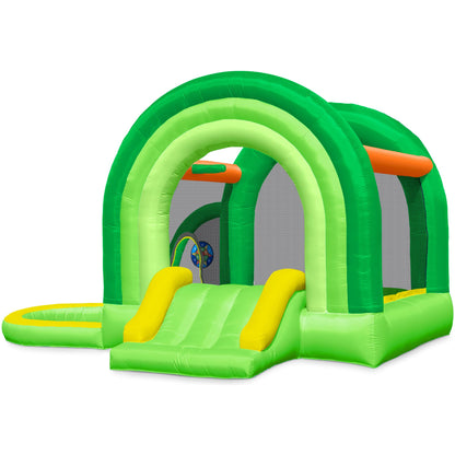 Outfunny Bounce House with Slide, Inflatable Bouncy House for Kids 3-12 w/Ball Pit, Outdoor & Indoor, Bounce Area 8'x8', Capacity 400 lb - Green