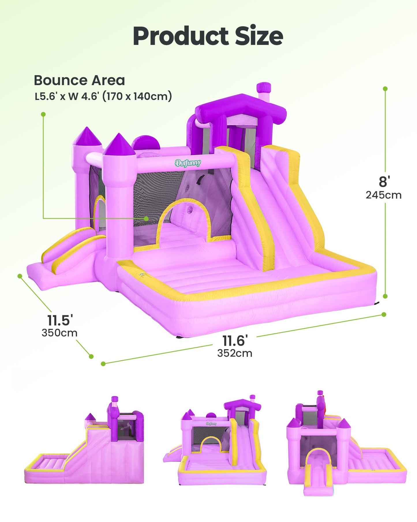 Outfunny Inflatable Bounce House, Kids Bouncy House for Girls 3-12 with Slide, Outdoor & Indoor, 450W Blower - Purple