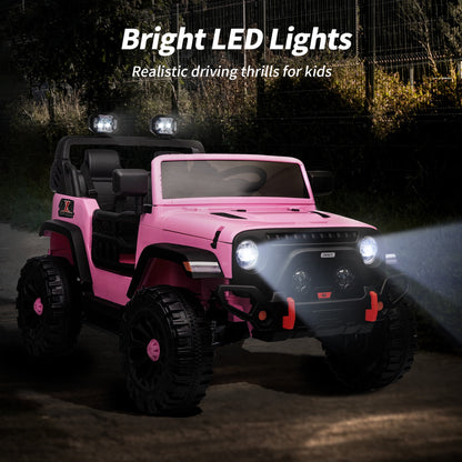 Outfunny 12V Kids Ride on Toys, 2 Seater Electric Ride on Truck Car for Big Kids with Remote, Bluetooth - Light Pink