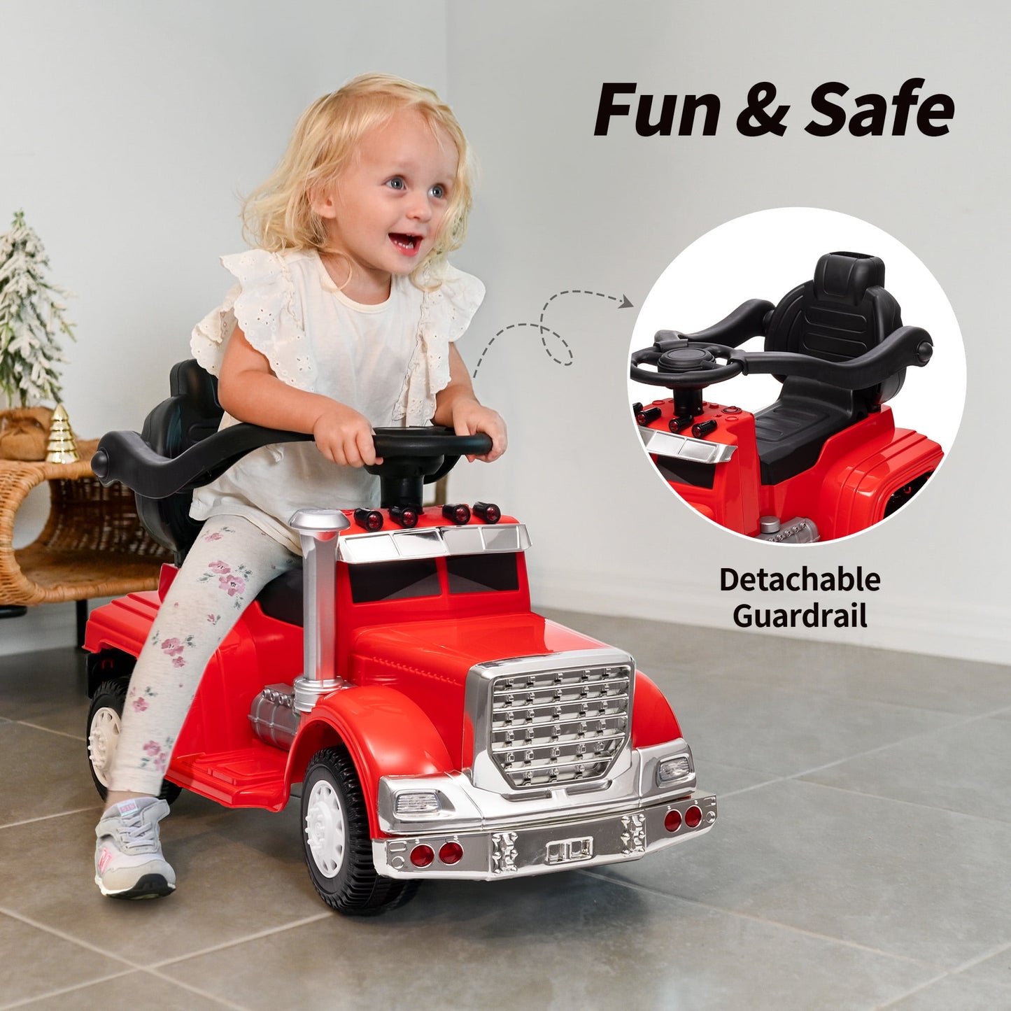 Outfunny Toddler Ride on Toys, 3 in 1 Push Car for Toddlers Aged 1-3 with Handle, Red