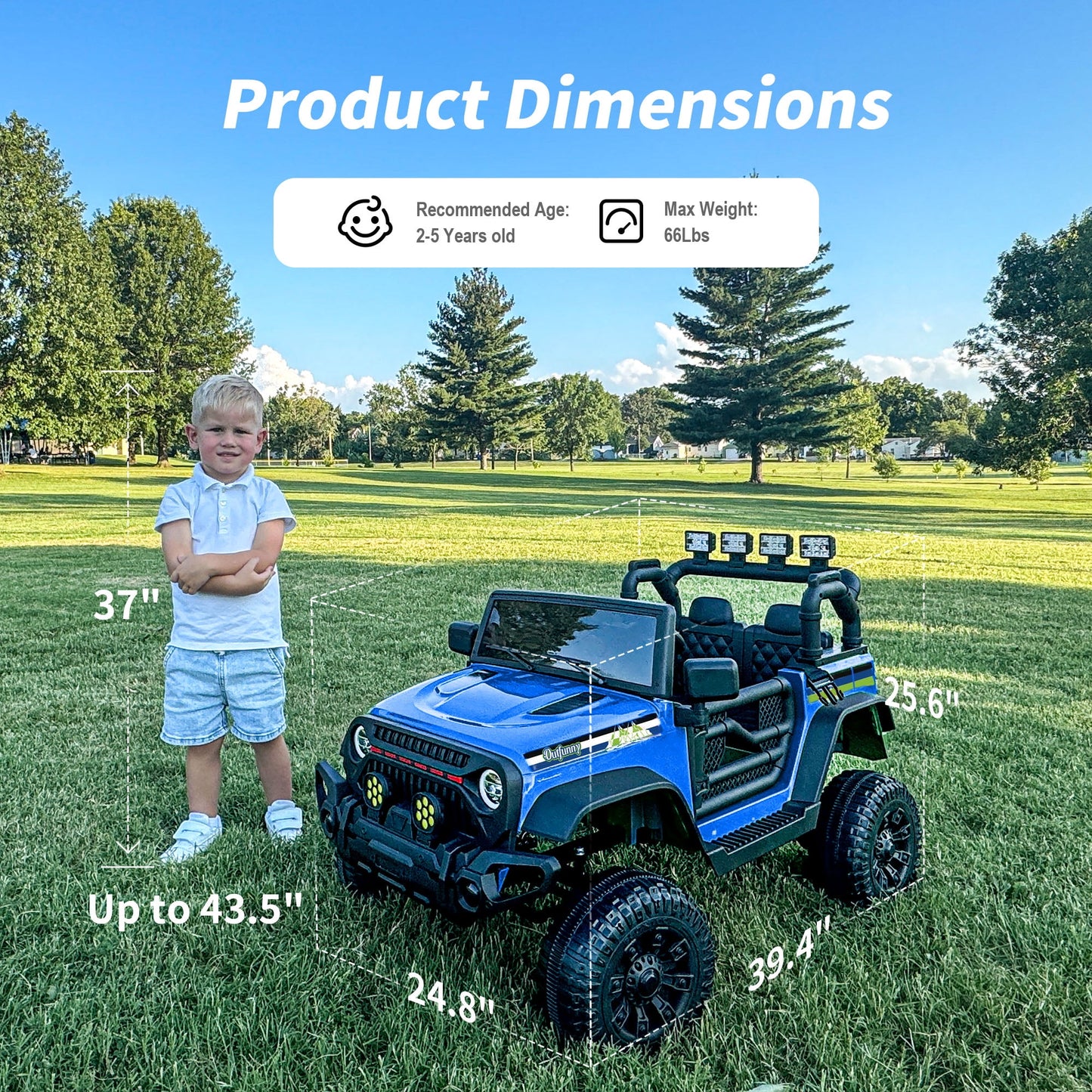 Outfunny 24V Kids Ride on Toy, Ride on Truck Electric Car for Kids with Remote Control, Bluetooth, Blue