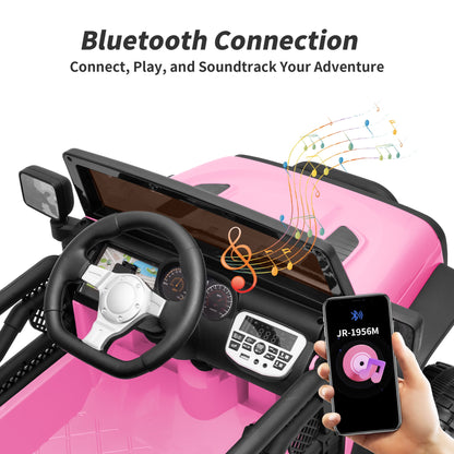 Outfunny 24 Volt Ride on Cars for Kids, Battery Operated Ride on Toy Truck w/ Remote, Bluetooth, 400W Power - Light Pink