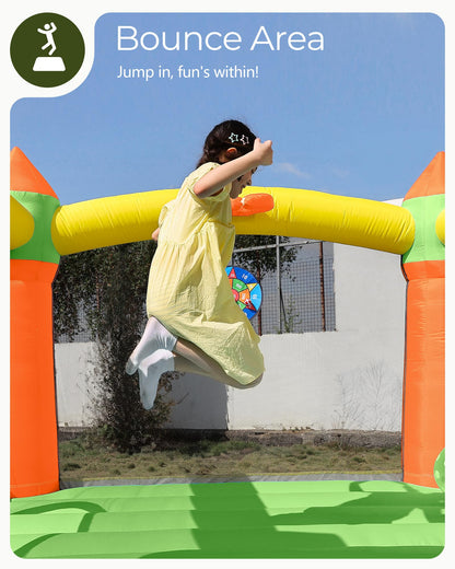 Outfunny Bounce House with Slide, Inflatable Bouncy House for Kids 3-12, Outdoor&Indoor, Bounce Area 8'x8', Capacity 400 lb - Green