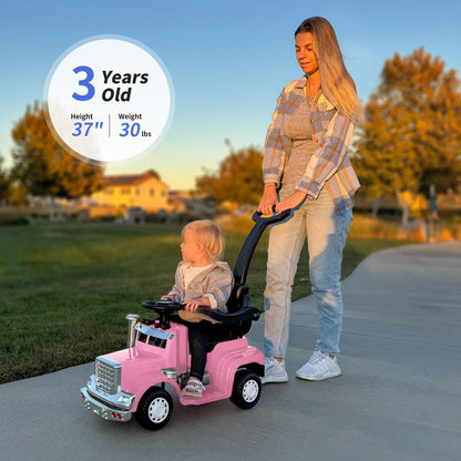Outfunny Toddler Ride on Toys, 3 in 1 Push Car for Toddlers Aged 1-3 with Handle, Pink
