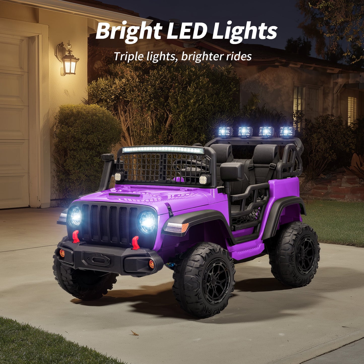 Outfunny 12V 7Ah Kids Ride on Truck, 2 Seater Electric Ride on Toys Car for Big Kids w/ Remote, Bluetooth - Purple