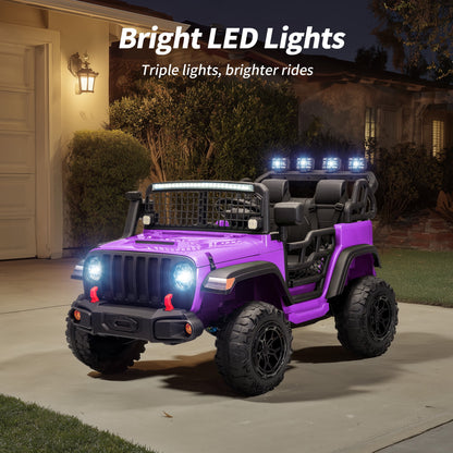 Outfunny 12V 7Ah Kids Ride on Truck, 2 Seater Electric Ride on Toys Car for Big Kids w/ Remote, Bluetooth - Purple
